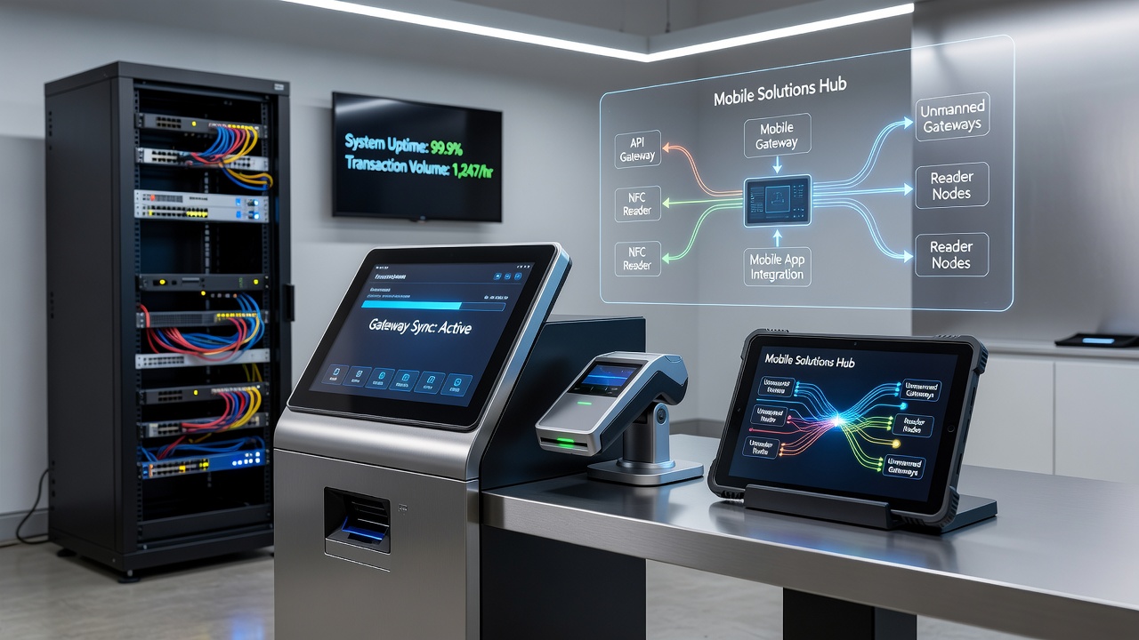 Achter de schermen van kiosktransacties met gateways en readers in onbemande retail