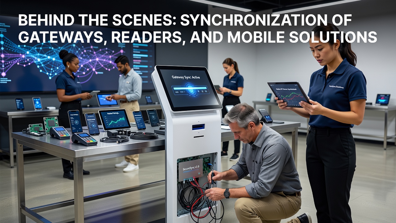 Synchronisatie van mobiele oplossingen met kiosk readers en gateways