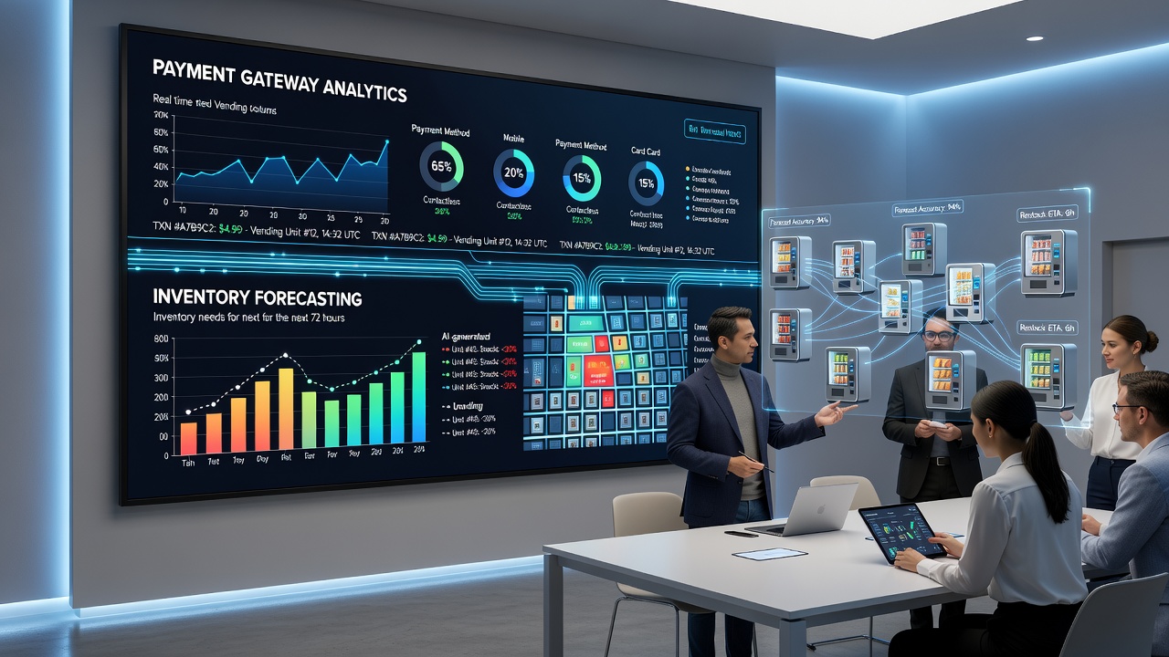 Grafiek die betalingsdata combineert met voorraadniveaus in een netwerk van autonome automaten