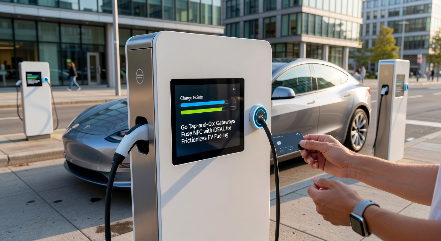 Grafiek met statistieken over transactiesnelheid en adoptie van NFC-iDEAL bij EV-laadpunten