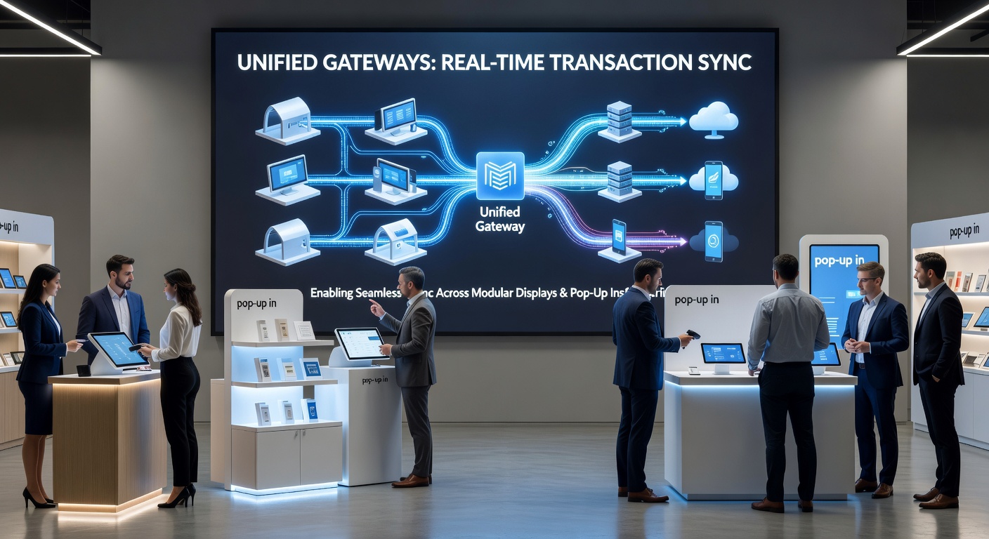 Real-time transactiesynchronisatie in actie bij een pop-up retail display met meerdere betaalmodules