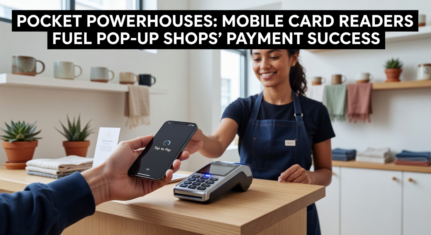 Mobiele kaartlezer in actie bij een bruisende pop-up shop, waar klanten contactloos betalen terwijl de ondernemer flexibel opereert