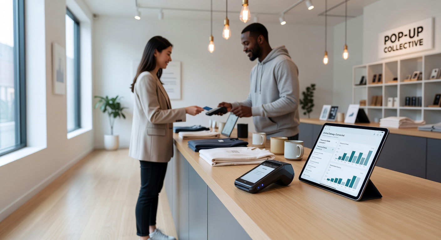Technische weergave van gateway-verbindingen die NFC en kaarttransacties samenvoegen voor pop-up retail