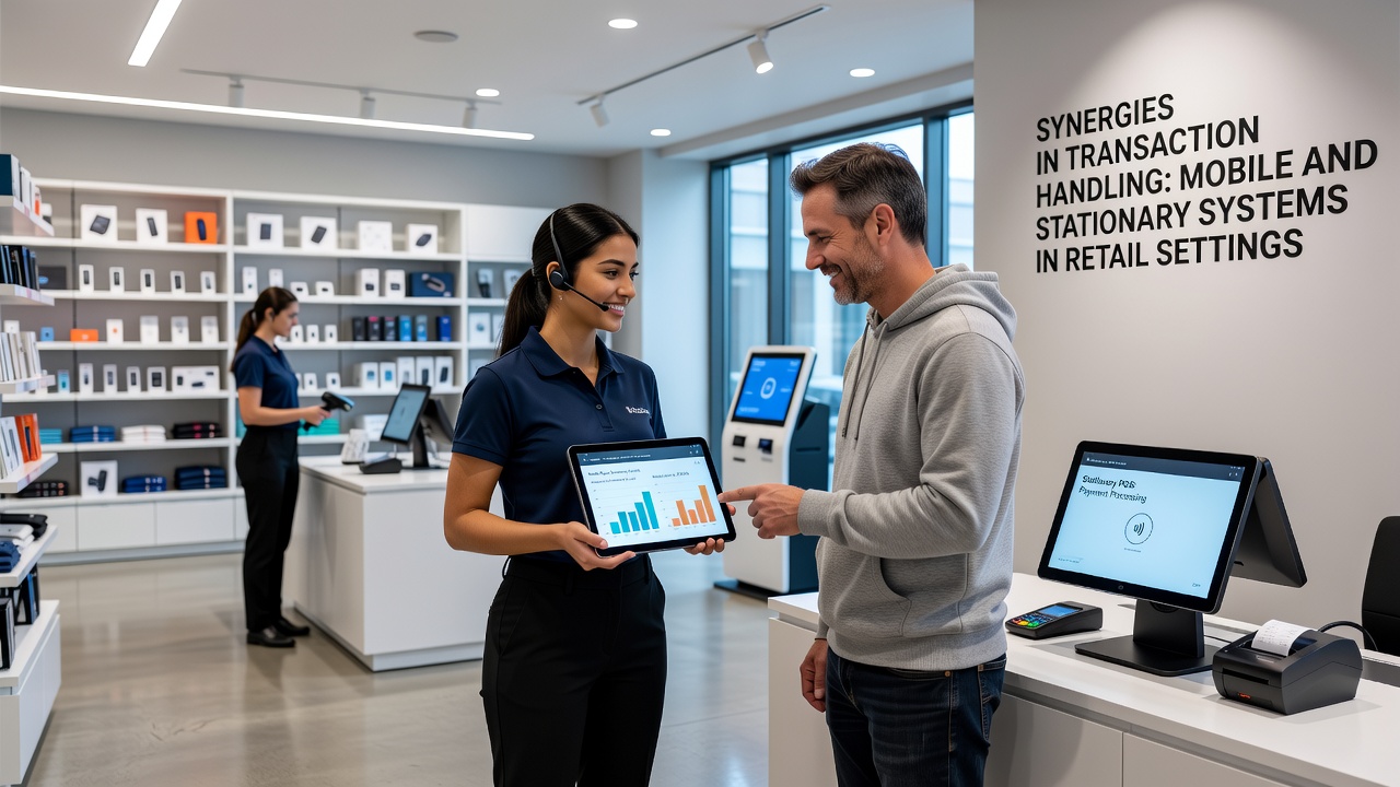 Detail van een geïntegreerd betaalsysteem met NFC en vaste terminal in een Nederlandse winkel